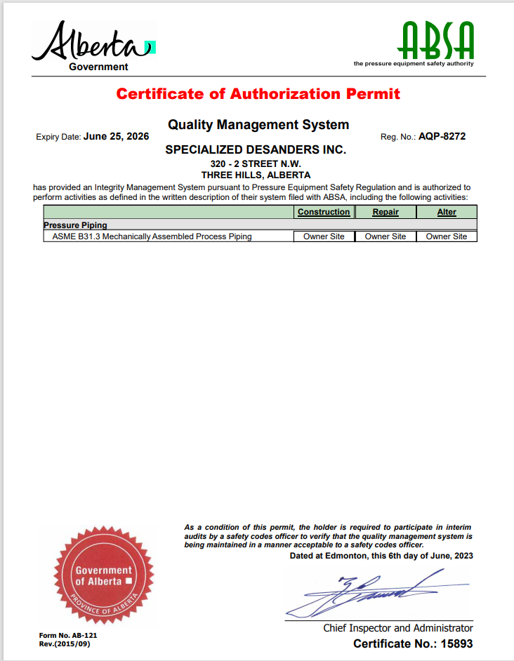 SDI ABSA Certificate